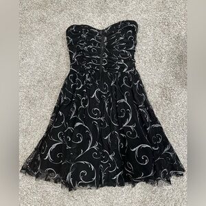 Macy's Black and Silver Strapless Dress